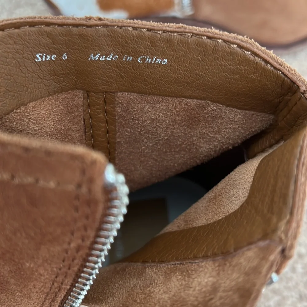 NEW Dolce Vita Senica Brown Suede Leather Cow Print Ankle Boots - Picture 9 of 10